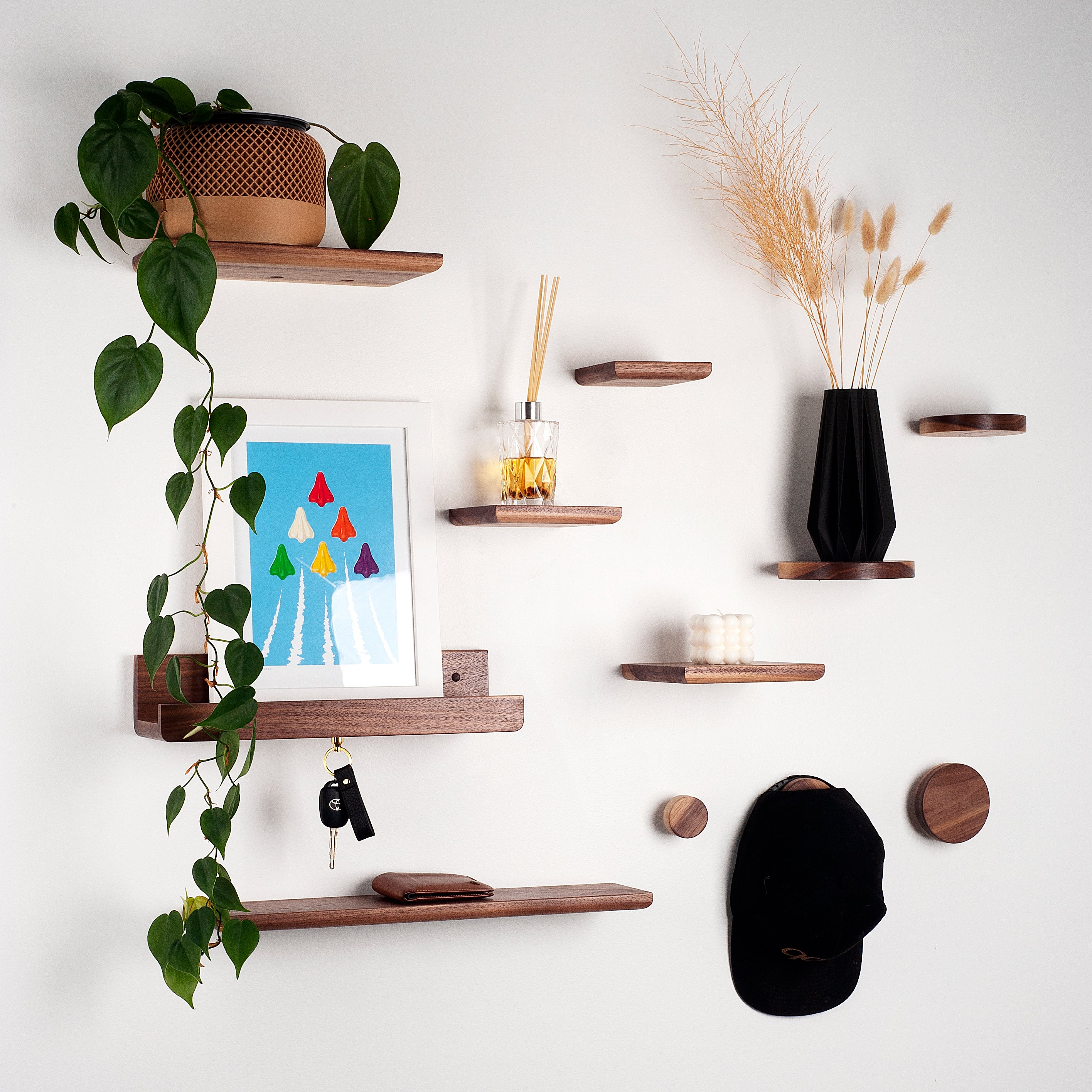 Black Walnut Shelf & Hook Range