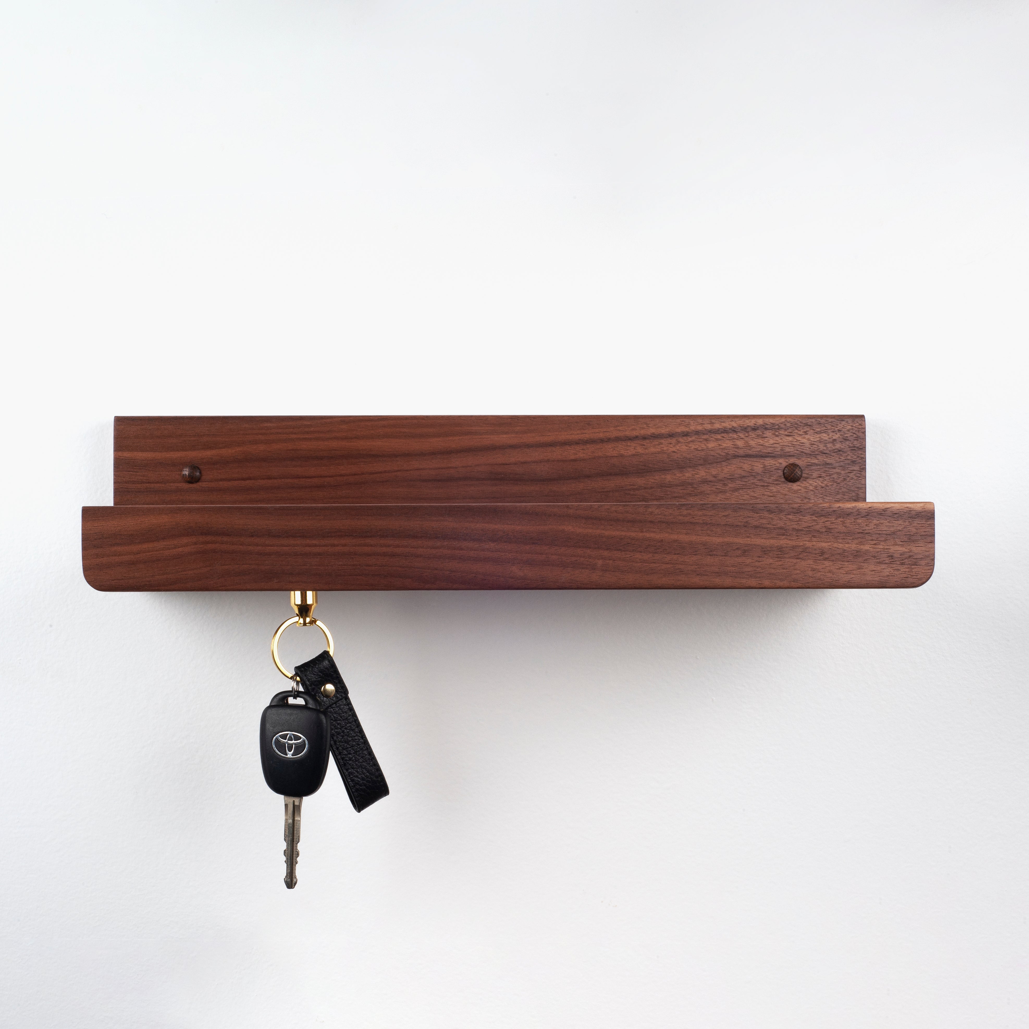 Oaklyn Black Walnut Shelf with Key Holder